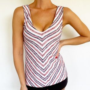 GAP pink striped knit v-neck tank size small